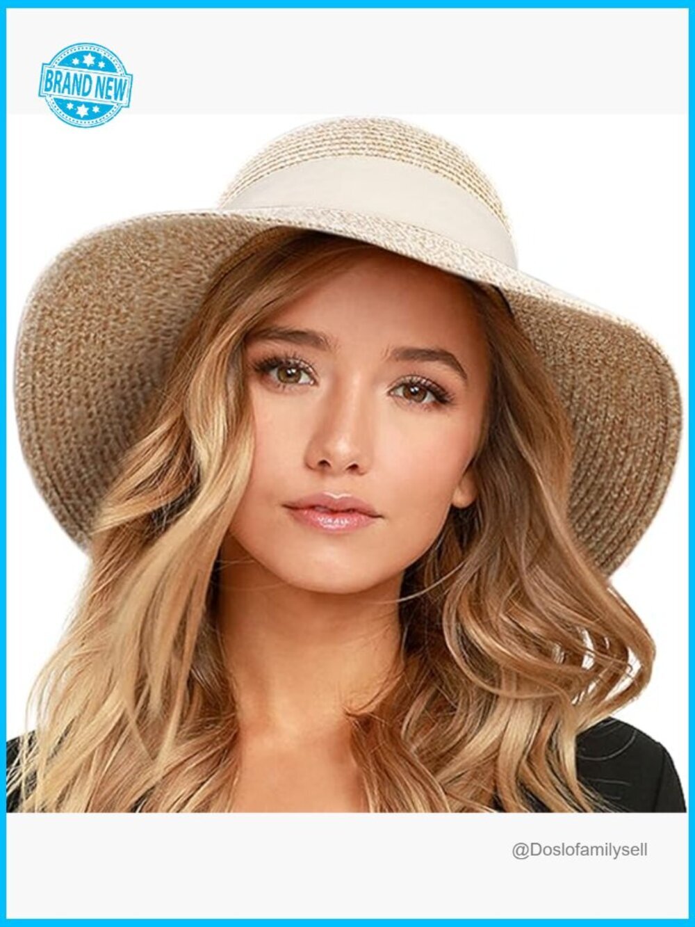 Womens Sun Hat UPF 80+ Foldable Travel Beach Brim Straw UV Protection